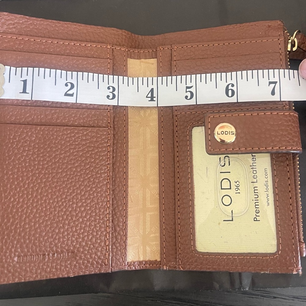 Lodis Tan Authentic Leather Zip Wallet - Picture 8 of 13